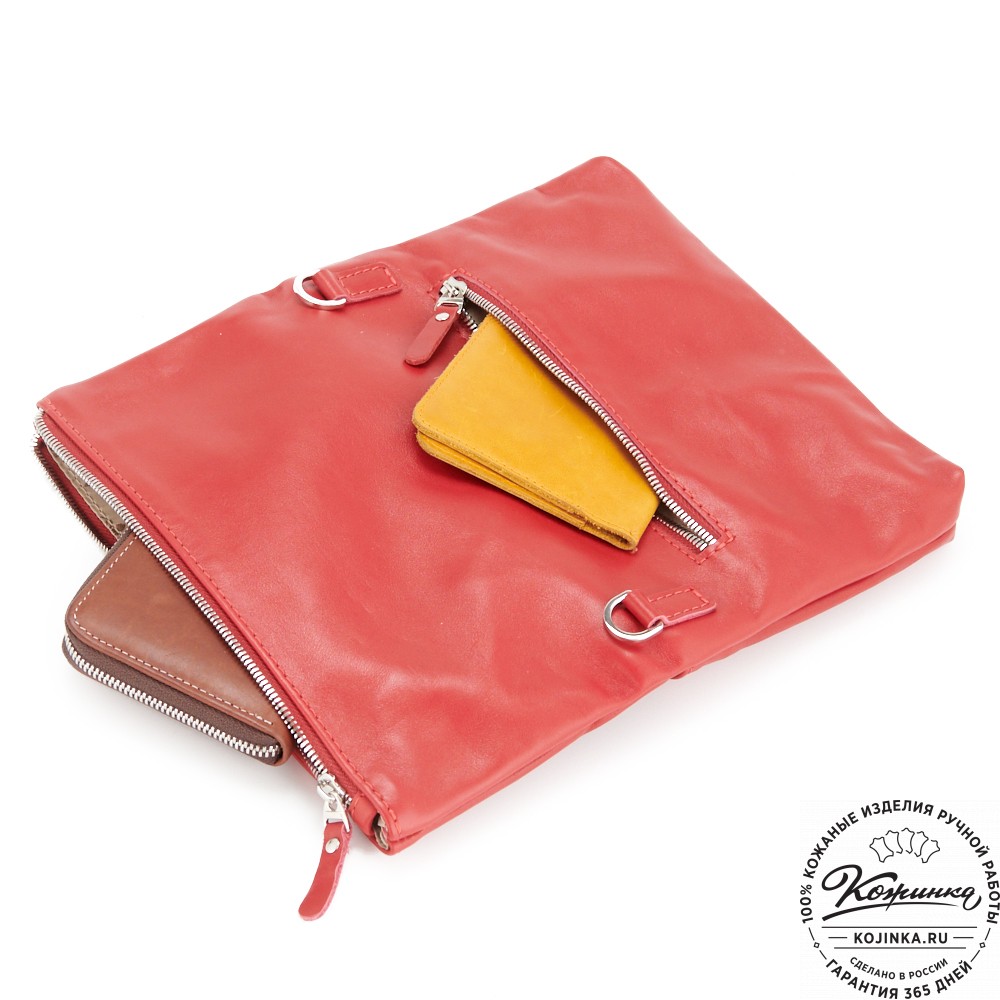 Кожаный клатч "Молли" (красный)